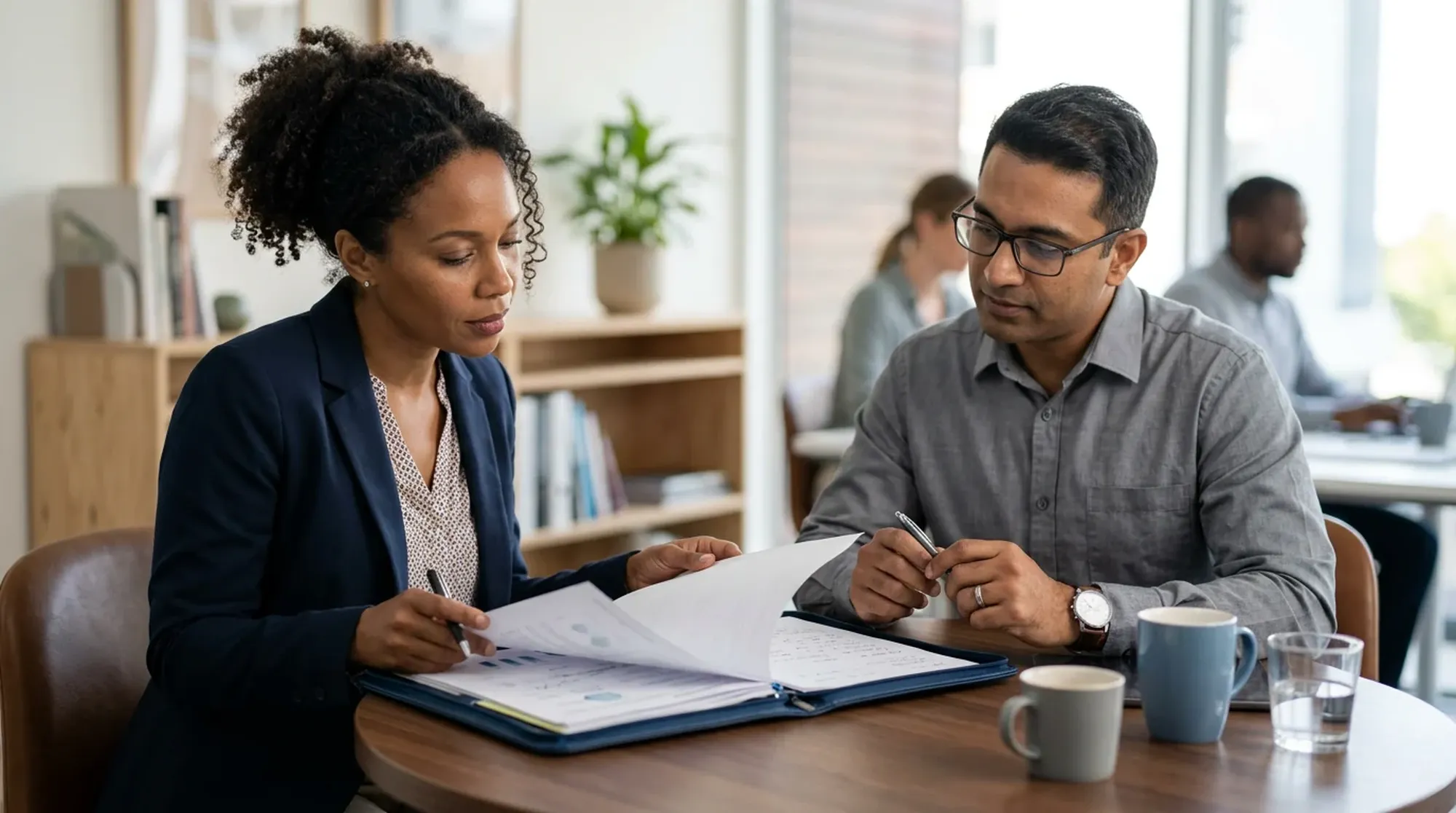 Dyskusja o planie podróży transgranicznej z mapą i notatkami